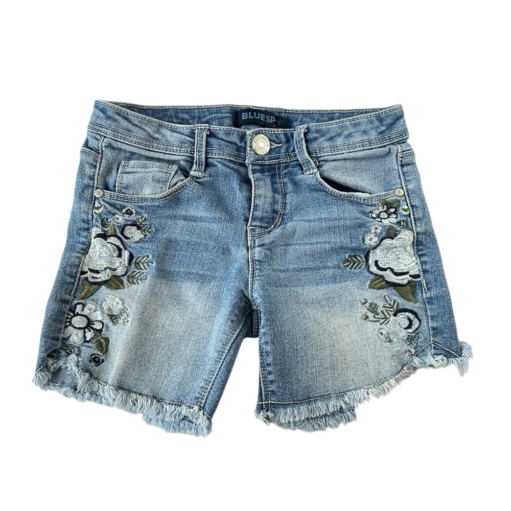 Blue Spice Girls Denim Shorts with Floral Embroidery